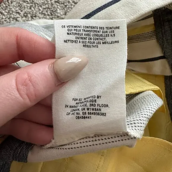 Cartonnier Anthropologie cream & navy blue striped Charlie crop flare pants, 6 - Picture 8 of 14